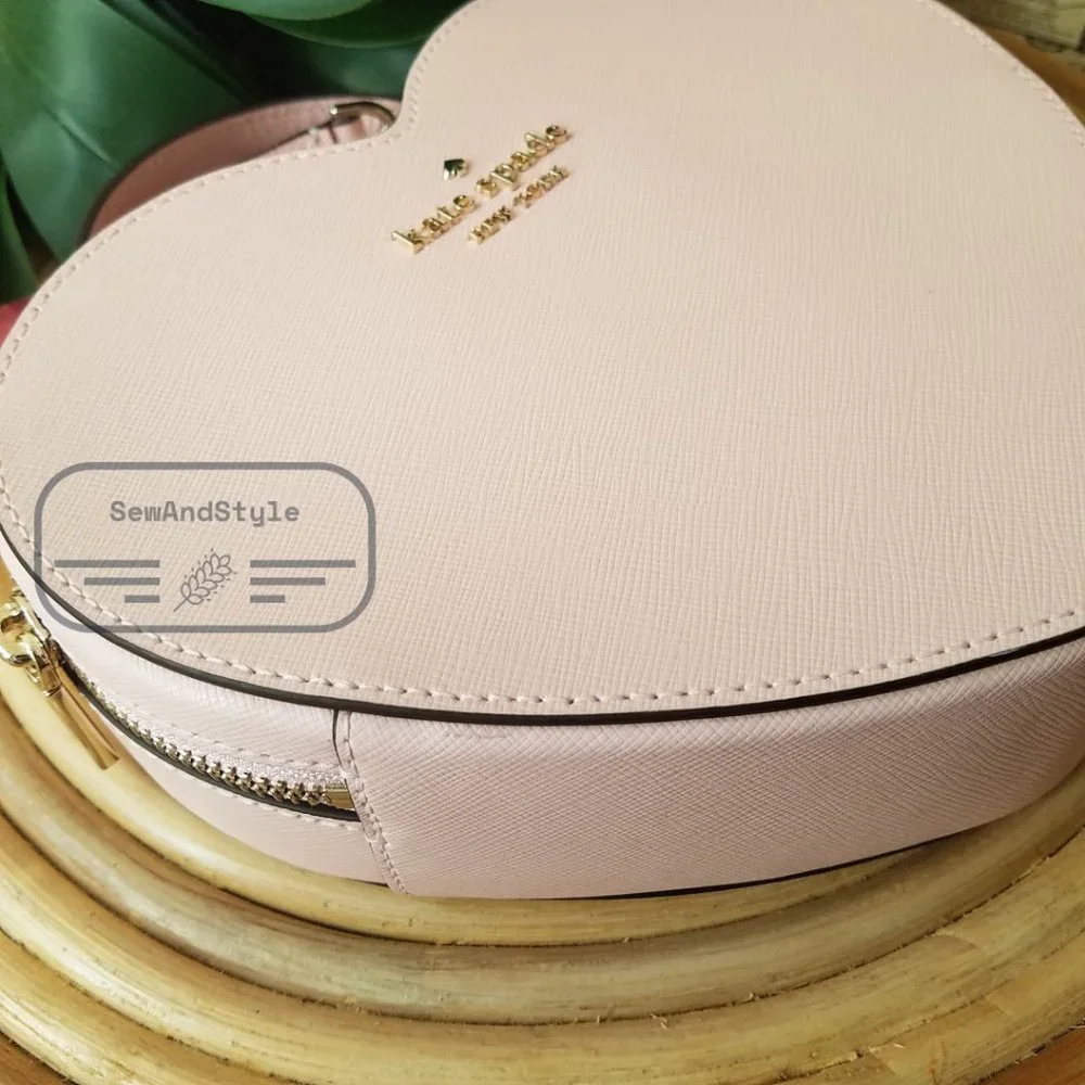 Tik Tok viral!!!  Kate Spade NWT Heart Love Shack Crossbody Chalk Light Pink - Picture 10 of 13